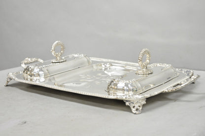 Vintage Victorian Silver Plated Meat Serving Platter Tray w/ Covered Dishes