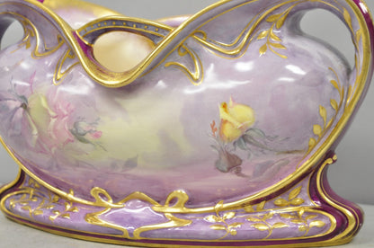 Antique Franz Anton Mehlem Royal Bonn Germany Art Nouveau Purple Jardinière Vase