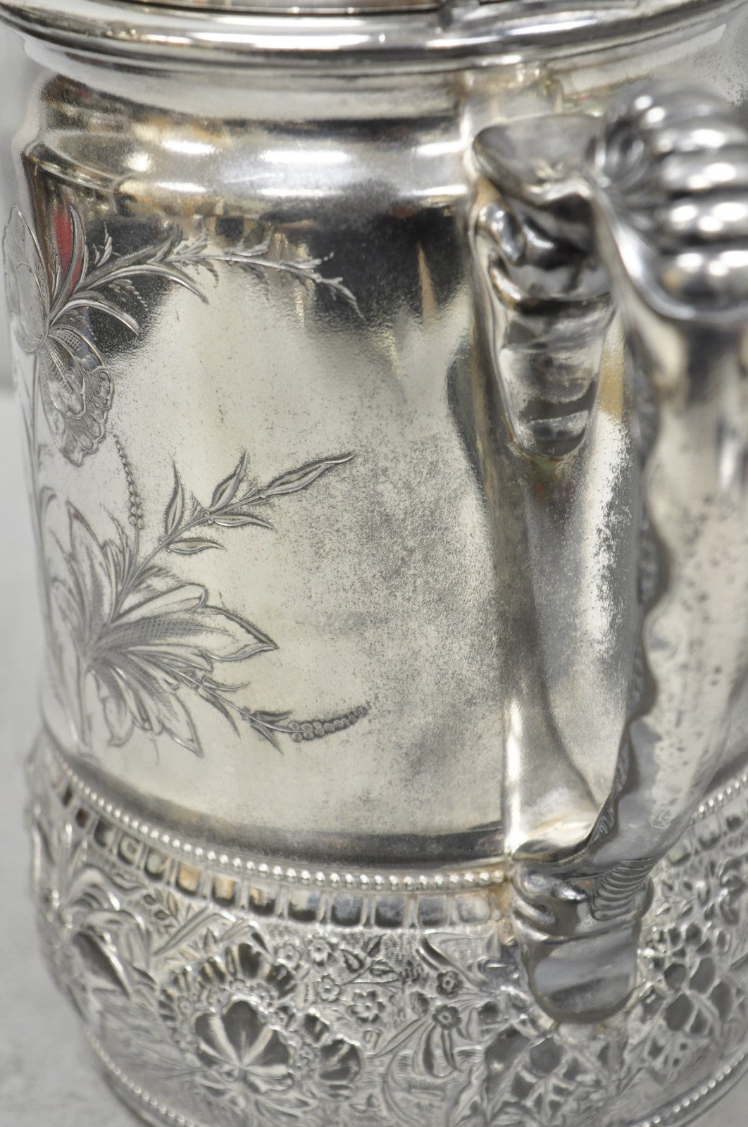 Wilcox Silver Plate Co Art Nouveau Silver Plated Duck Handle Coffee Pot Pitcher