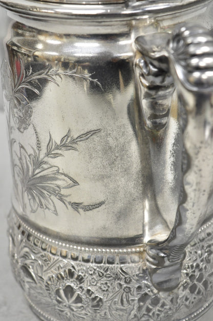 Wilcox Silver Plate Co Art Nouveau Silver Plated Duck Handle Coffee Pot Pitcher