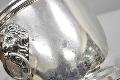 Vintage English Regency Winthrop Silver Plated Lion Handle Covered Ice Bucket