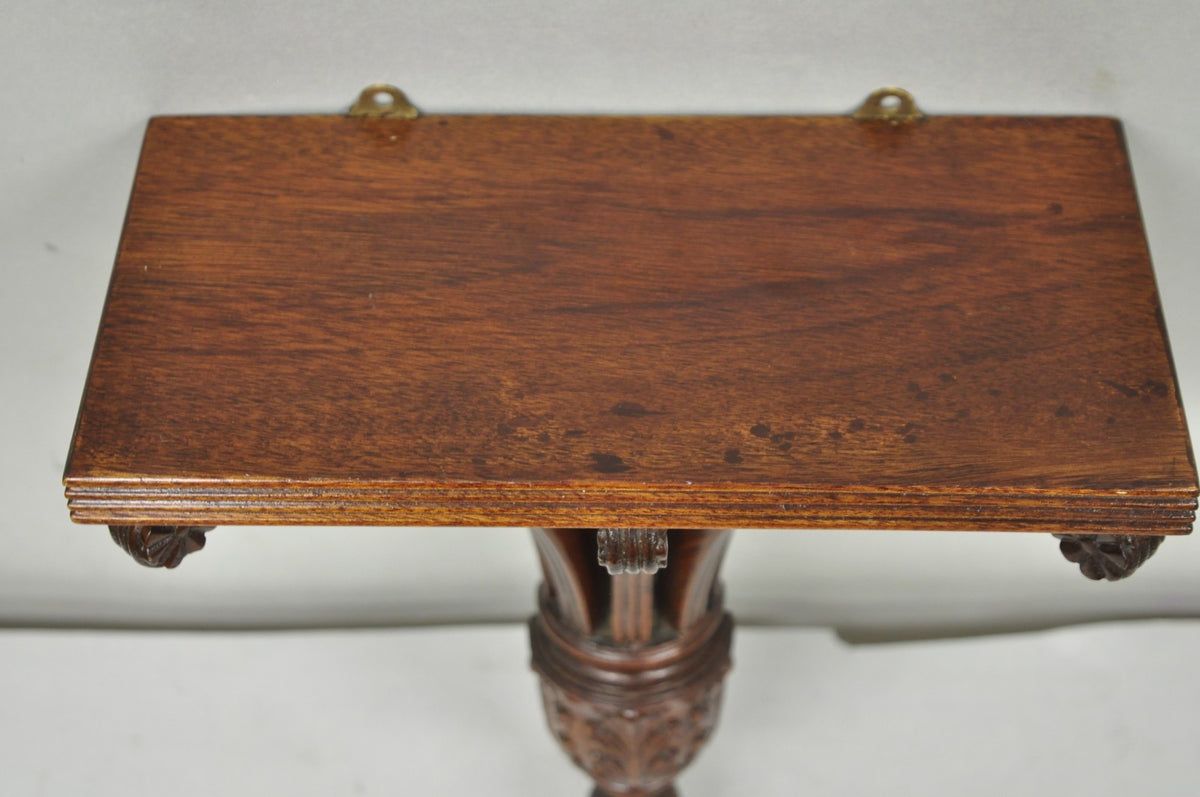 Regency Style Mahogany Plume Prince of Wales Carved Wall Mount Bracket Shelf