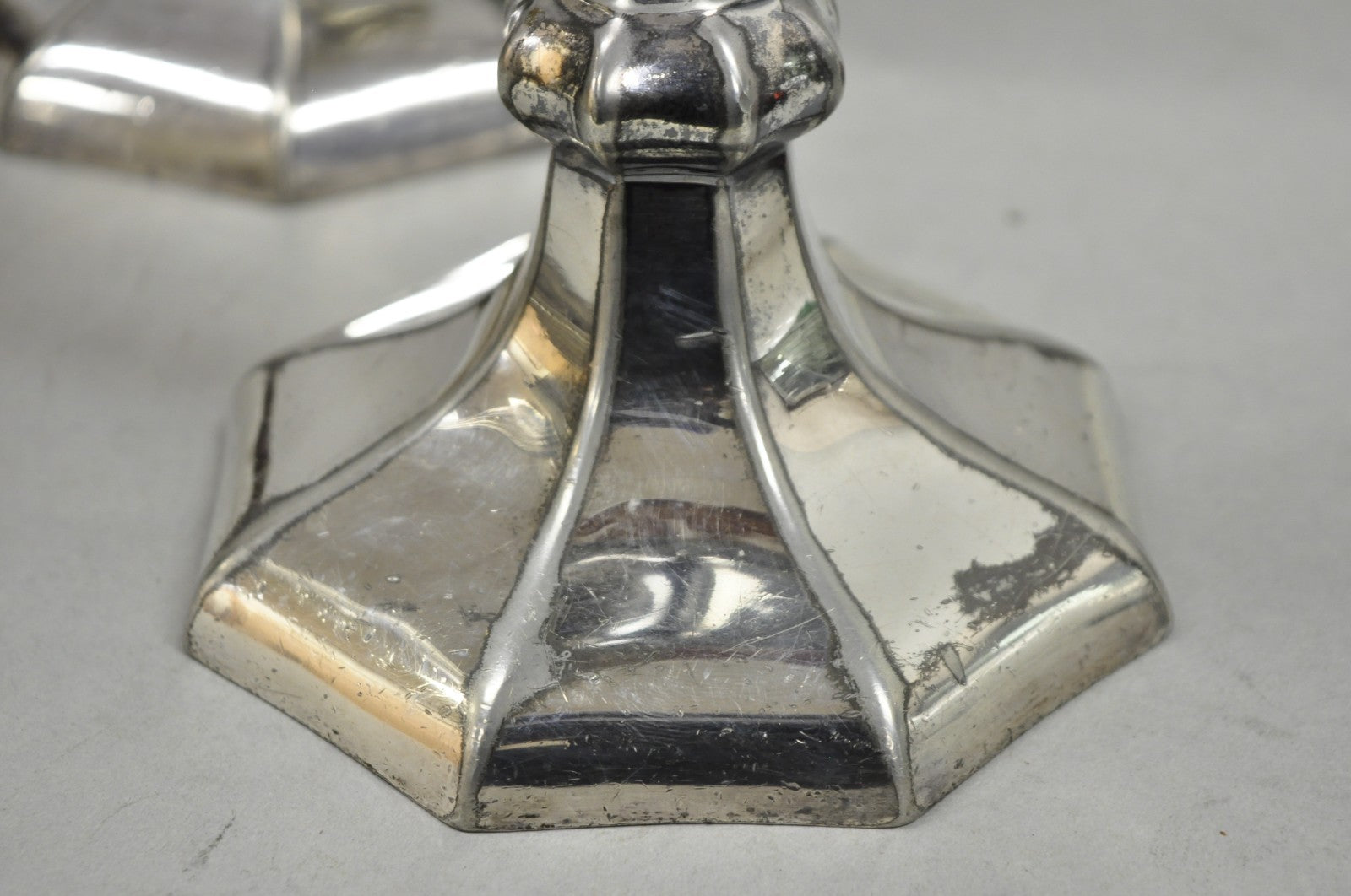 Reed & Barton Art Nouveau Silver Plated Small Candlestick Table Lamps - a Pair
