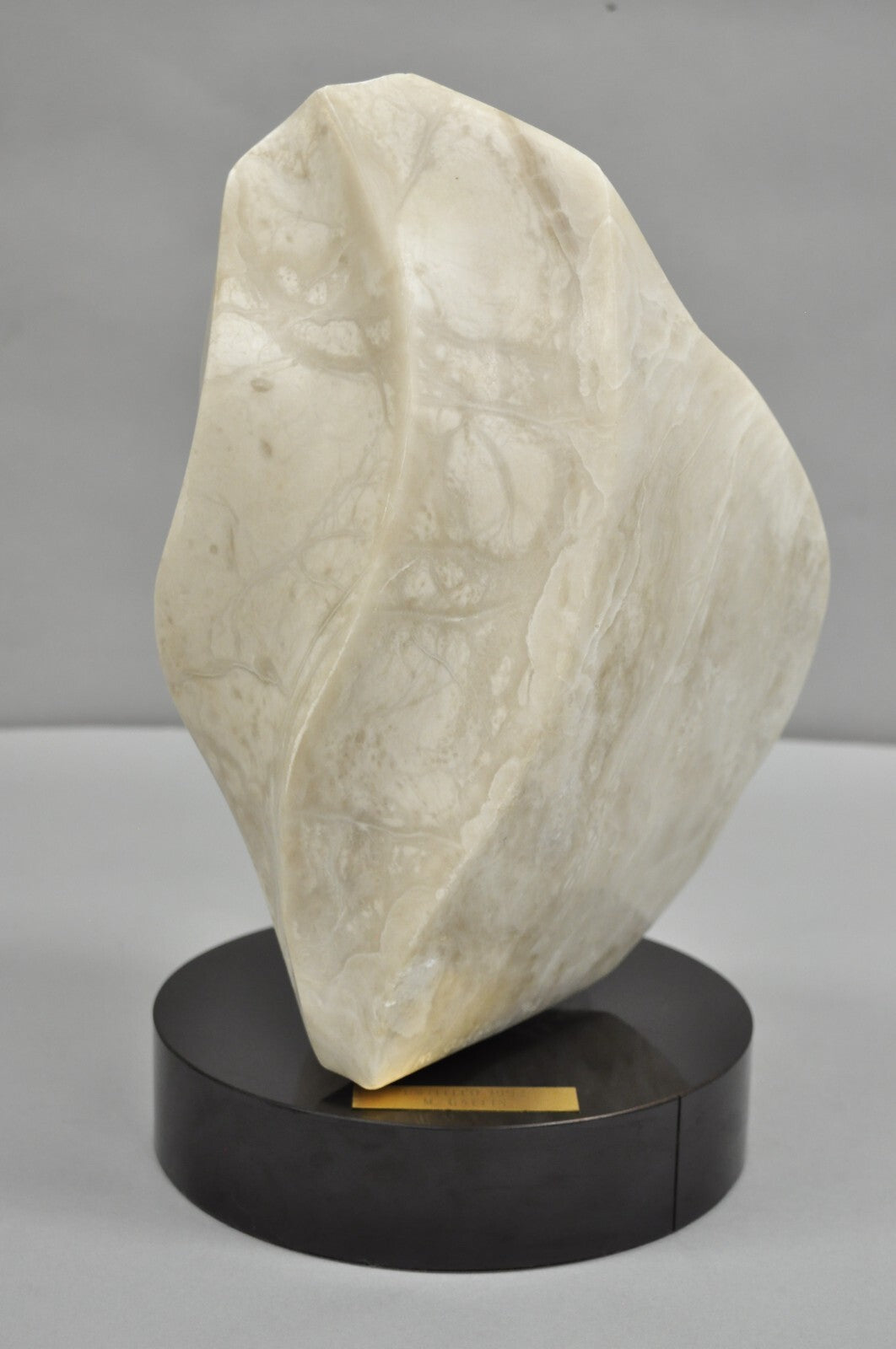 Morton Gaffin Untitled 1992 Modernist Carved White Alabaster Abstract Sculpture
