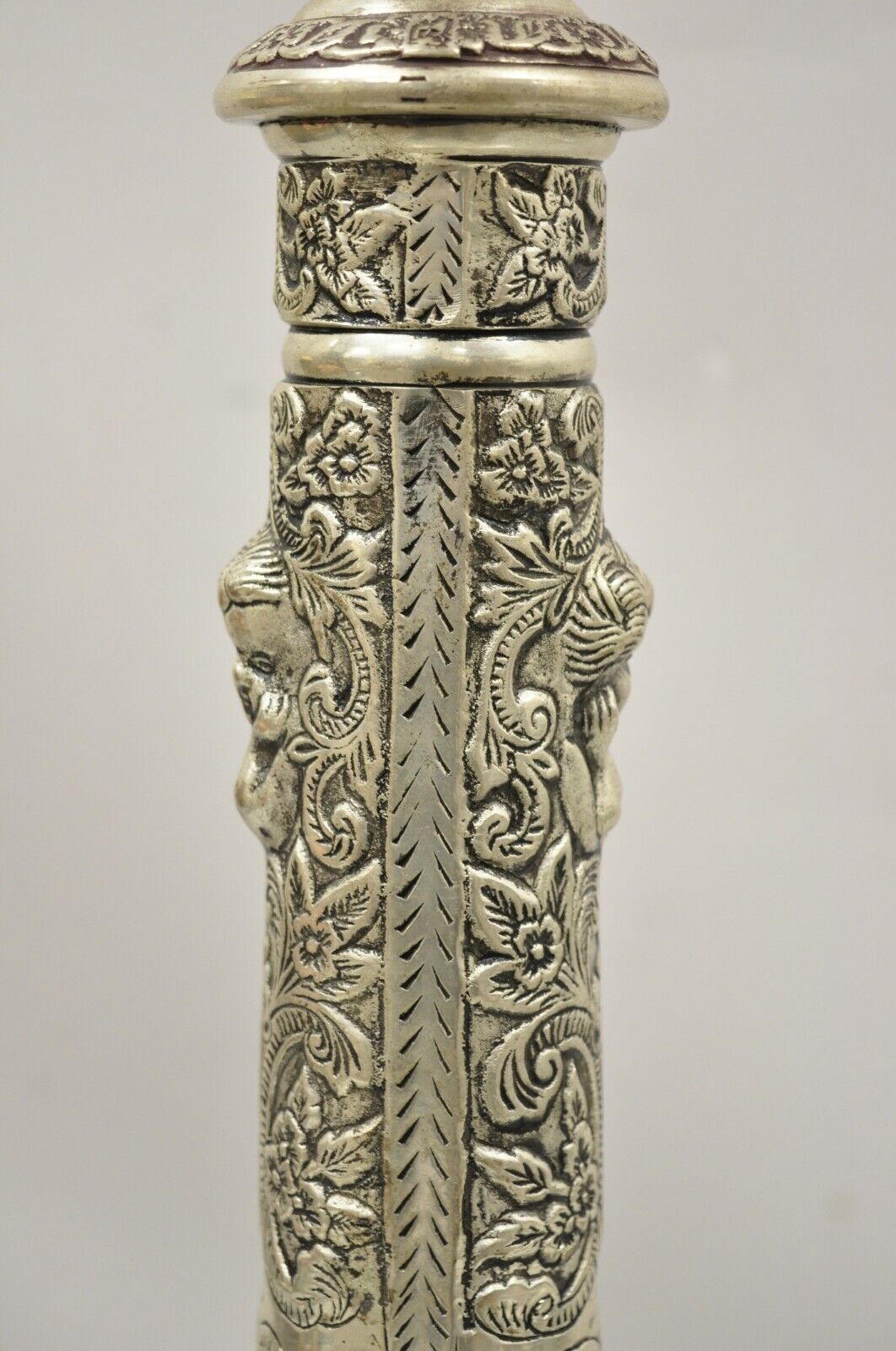 Silver Plated Metal Tall Ornate French Style 28" Compote Centerpiece - a Pair