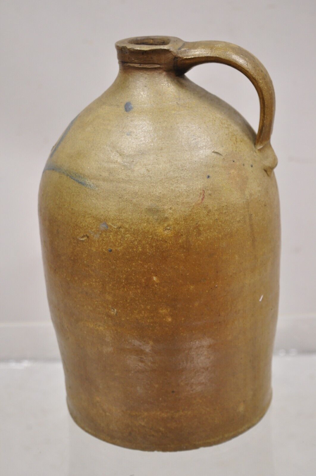 Antique Stoneware Pottery 2 Gallon Water Jug Pitcher Blue Paint Decorated "2"