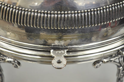 Antique English Edwardian Large Silver Plated Roll Top Warmer Chafing Dish
