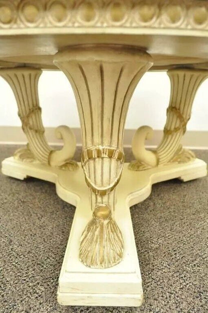 French Empire Neoclassical Cornucopia Base Round Pink Marble Top Coffee Table