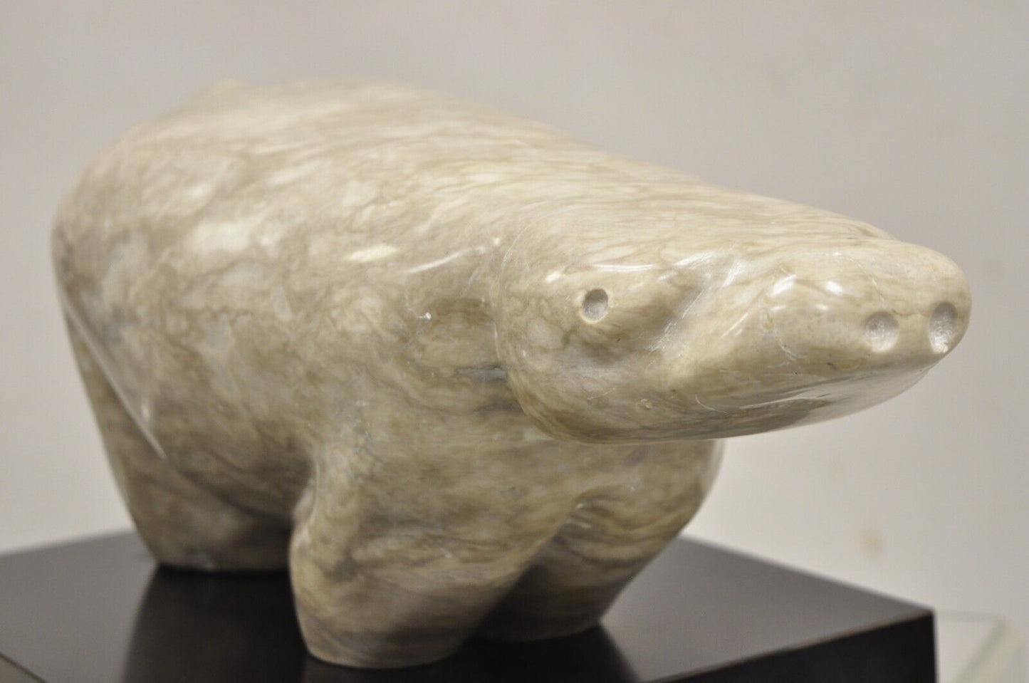 Sheryl C. Benjamin Carved Marble Inuit Polar Bear Abstract Modernist Sculpture