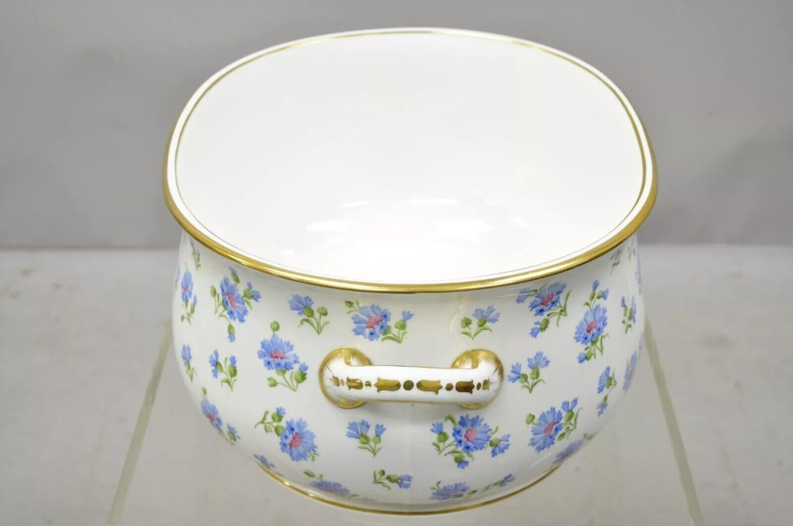 Antique English A.B. Daniell and Son Blue Flower  20" Porcelain Foot Bath Basin
