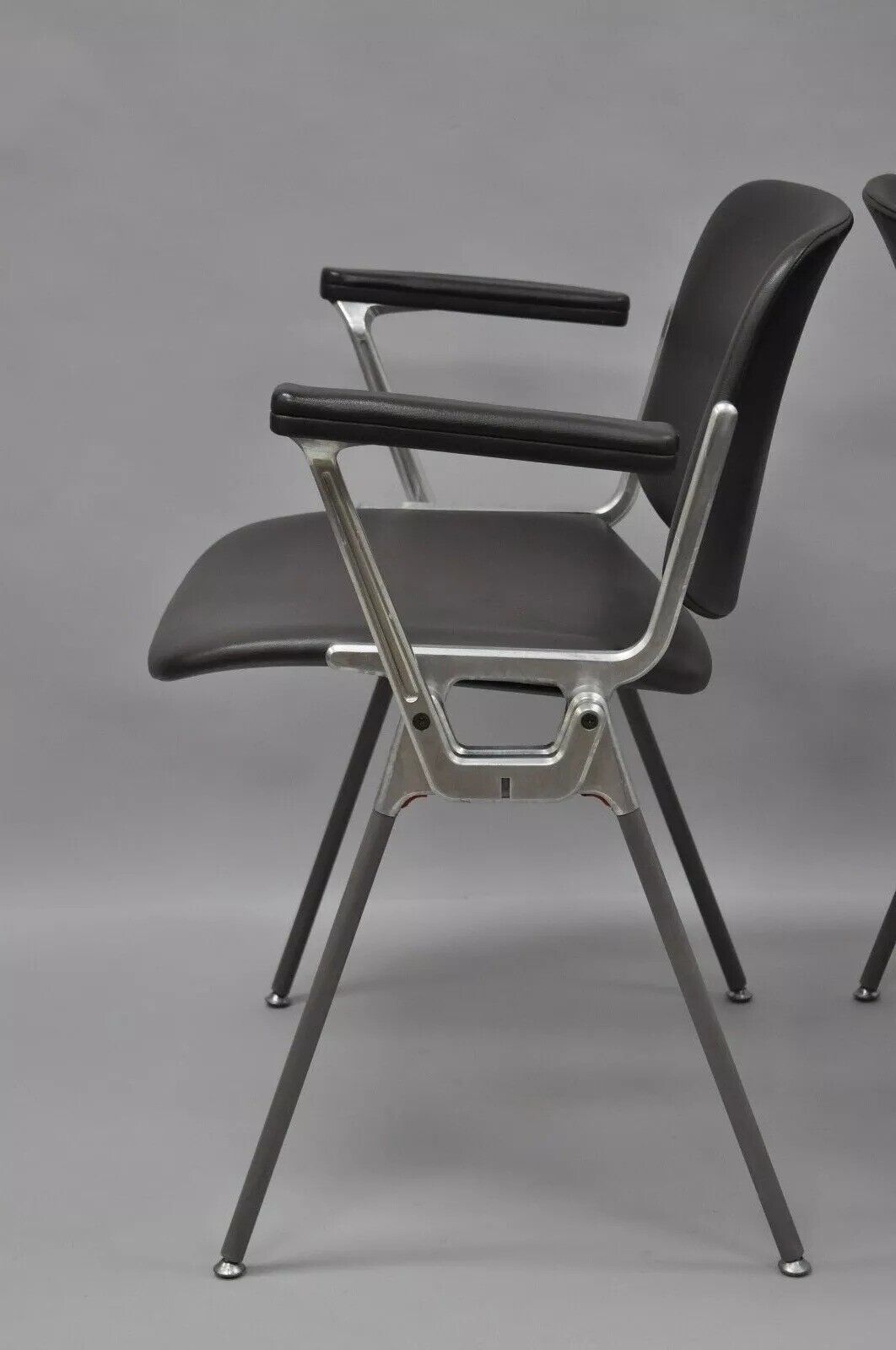 Giancarlo Piretti Castelli Italian Mid Century Modern Brown Arm Chairs - a Pair