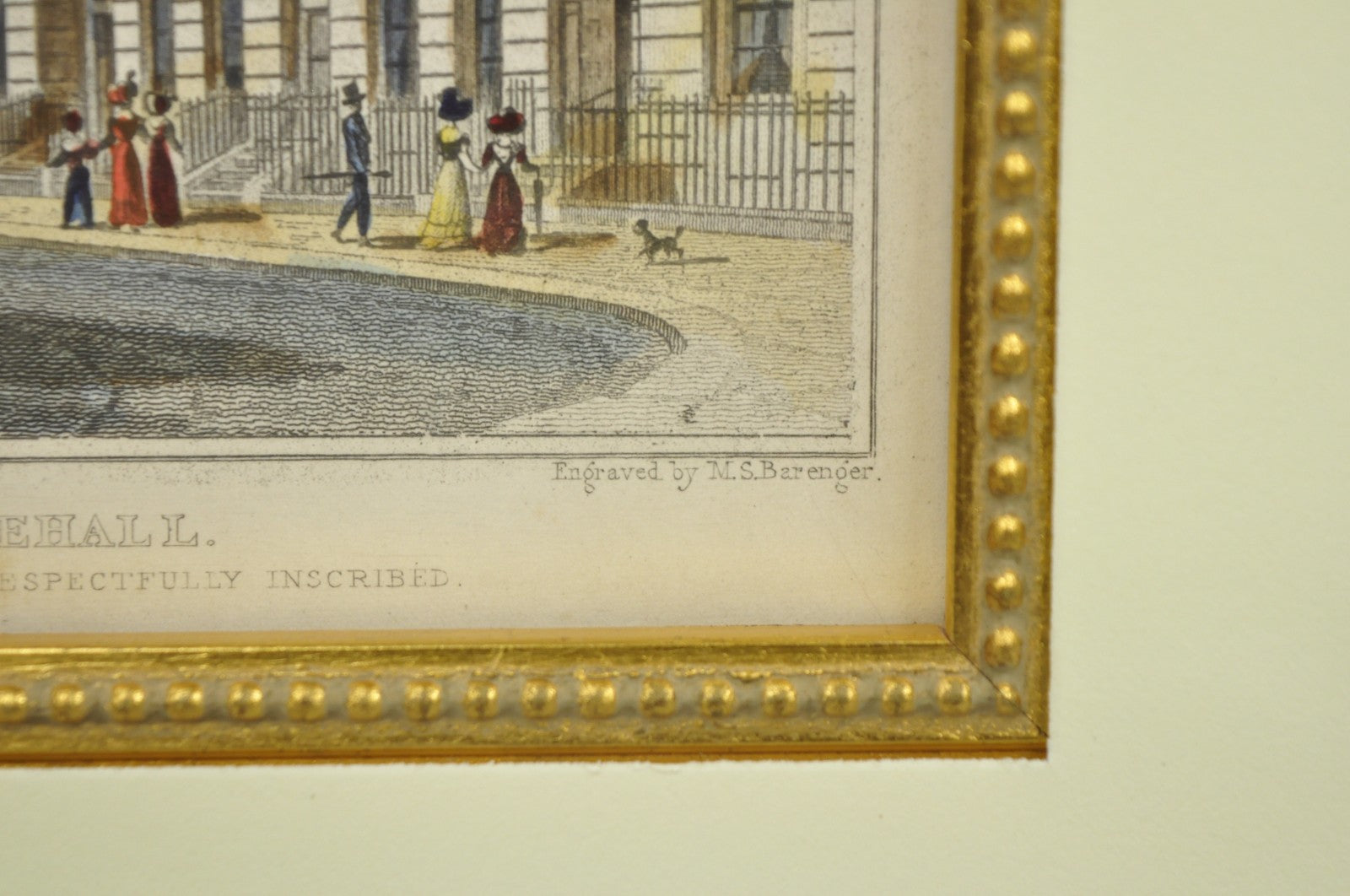 Antique "Richmond Terrace, Whitehall" Color Print by T. Shepherd, M.S Barenger