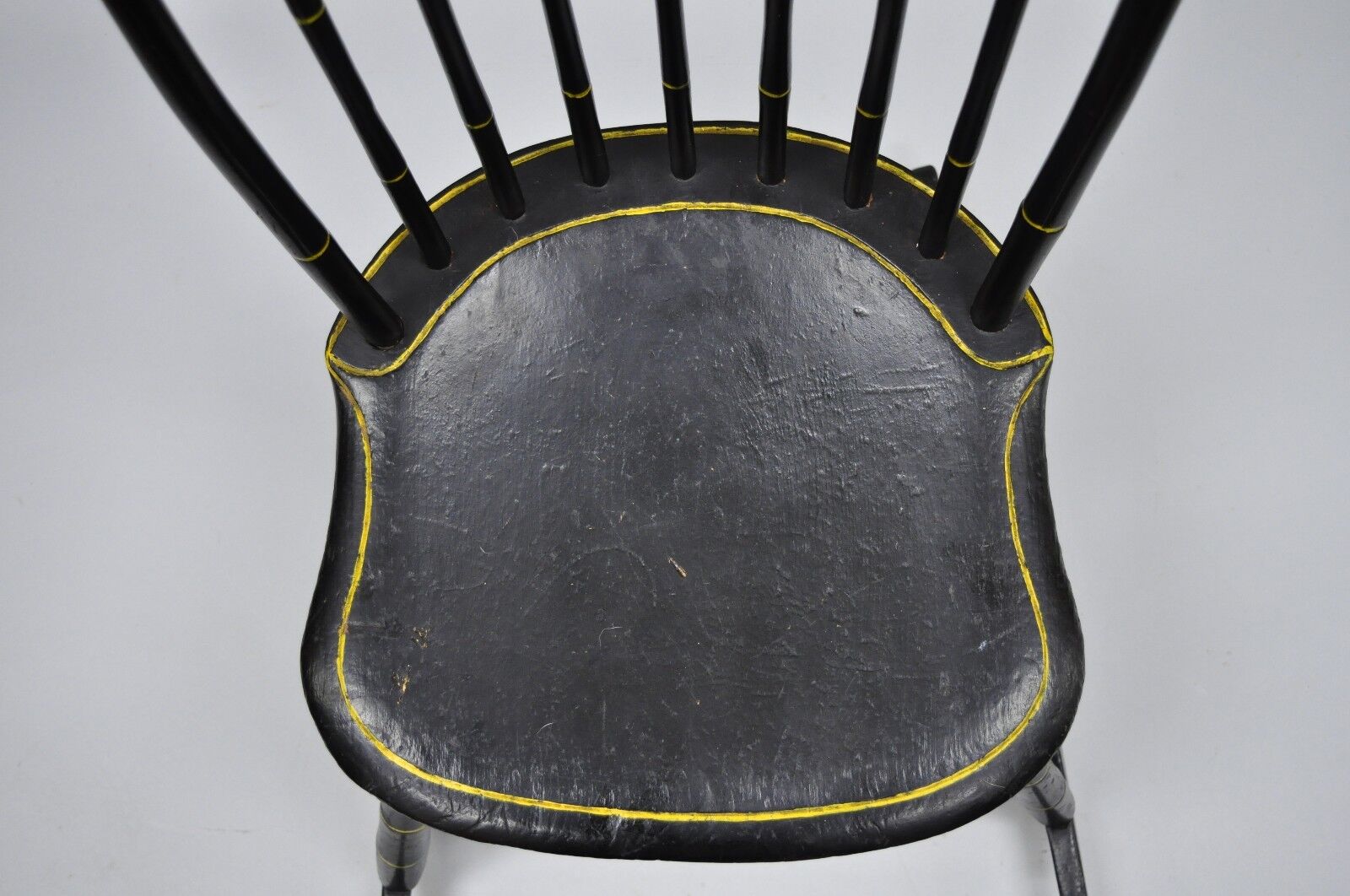 Antique Hitchcock Style Child's Black Bow Back Windsor Rocker Rocking Chair