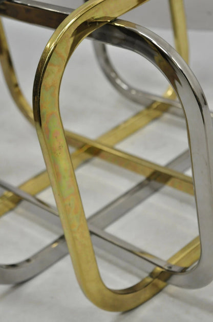 Mid Century Modern Pierre Cardin Style Brass & Chrome Glass Top Coffee Table