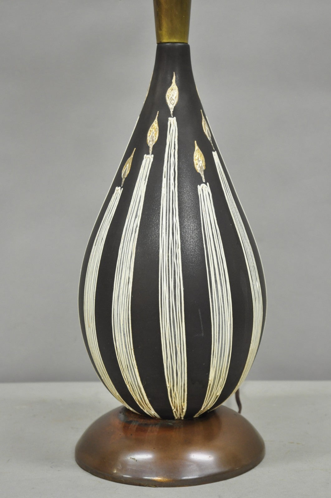 Vintage Tommi Parzinger Style Ceramic Painted "Candles" Brass MCM Table Lamp
