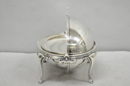Antique Elkington & Co English Silver Plated Chafing Dish Revolving Dome Warmer
