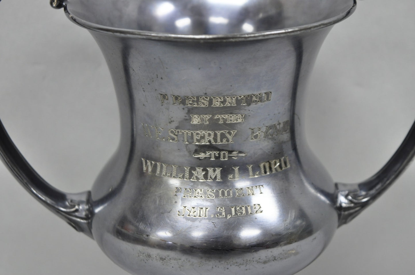 Antique Victorian Silver Plated Trophy Loving Cup Award "Westerly Band, 1912"
