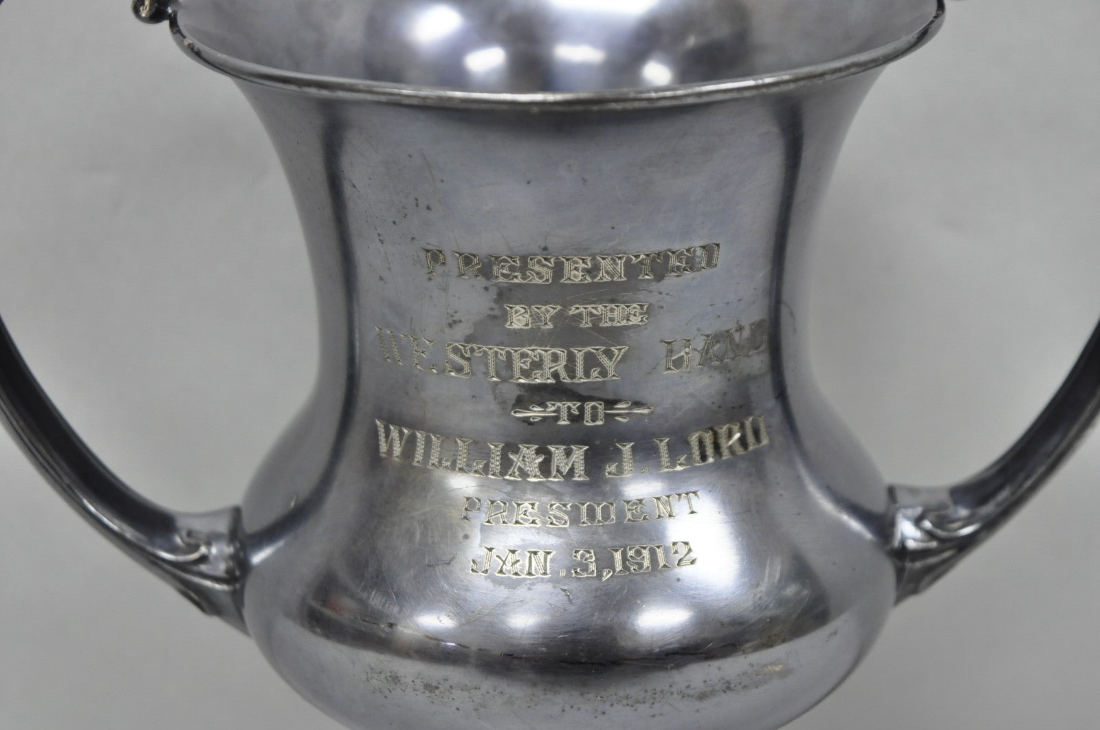 Antique Victorian Silver Plated Trophy Loving Cup Award "Westerly Band, 1912"