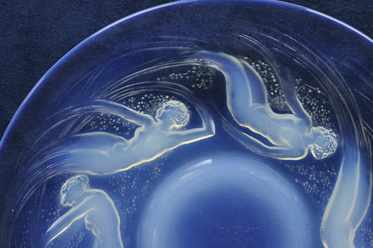 René Lalique Ondines Opalescent Clear Glass Swimming Mermaids French Dish Plate