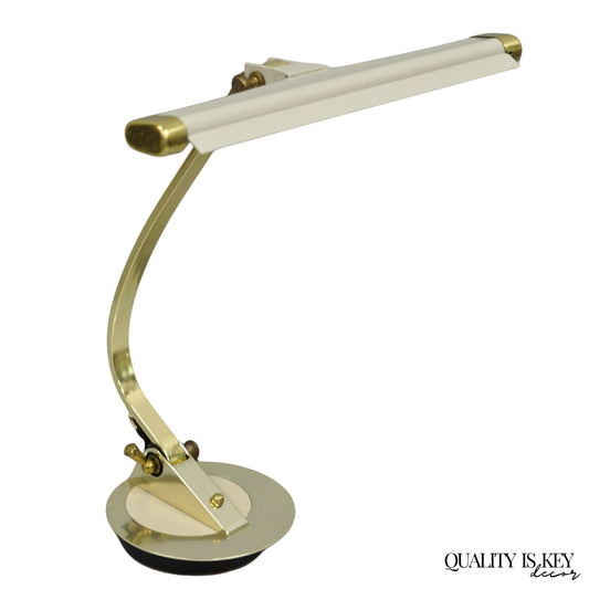Vintage Cannon Mid Century Modern Enamel & Brass Space Age Adjustable Desk Lamp