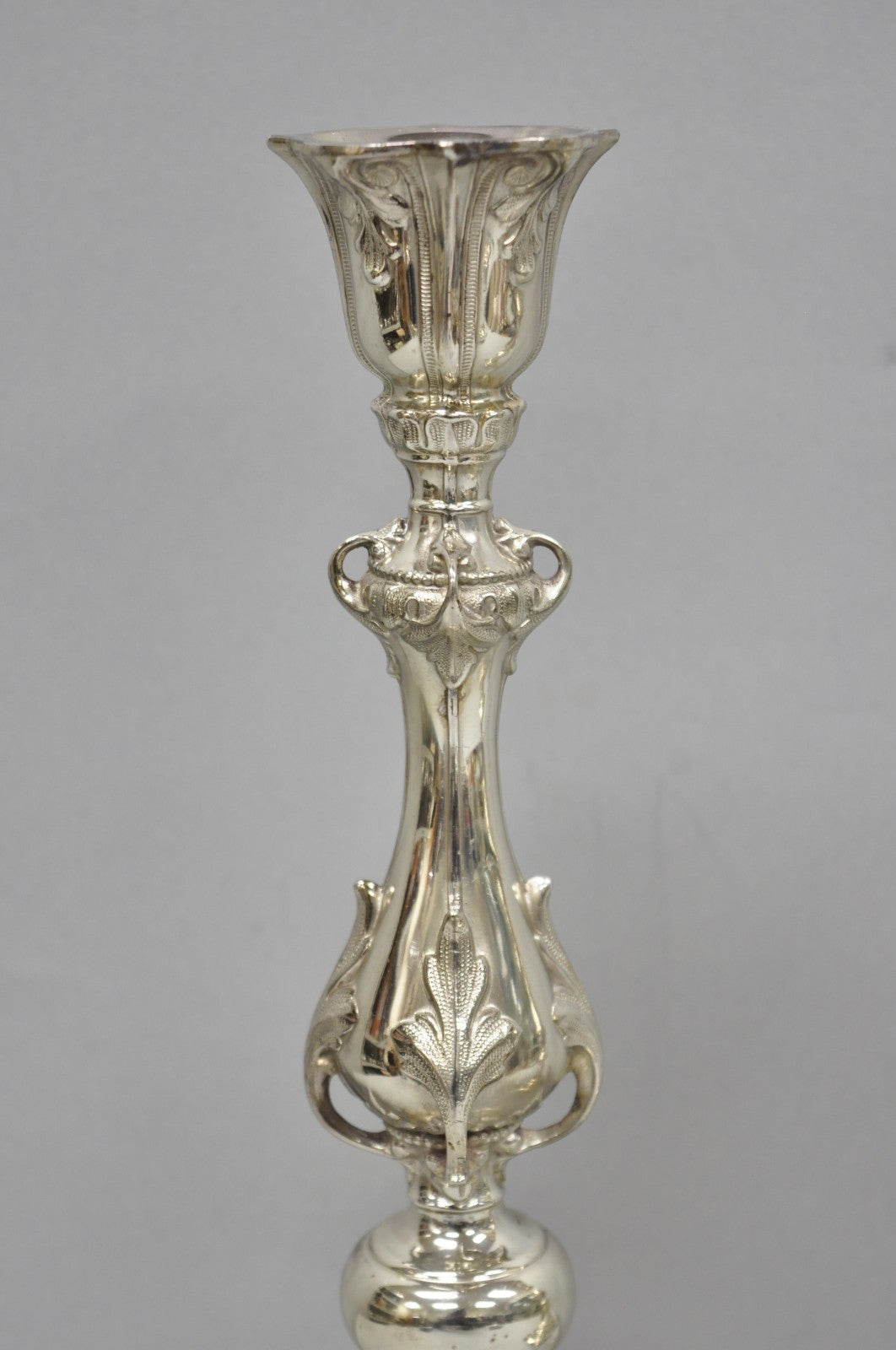 Antique Silver Plated WMF Warsaw Imperial Russia 12" Candlestick Holders - Pair