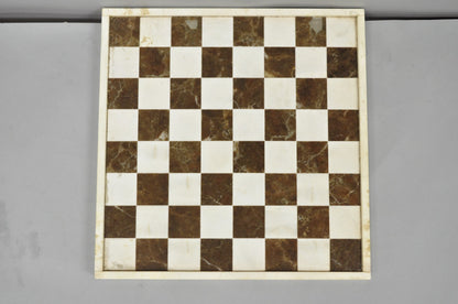 Vintage Mid Century Modern Mosaic Brown Marble Stone Chess Game Checkerboard