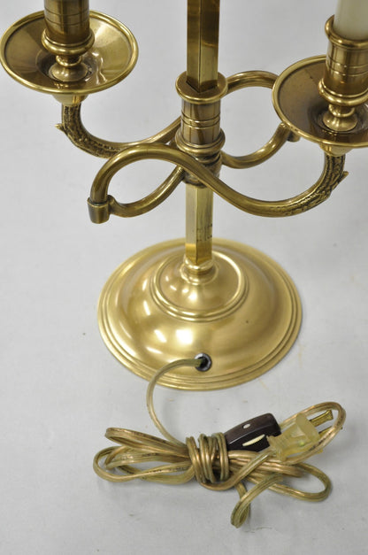 Vintage French Directoire Brass Scroll Arm Tole Metal Bouillotte Desk Table Lamp