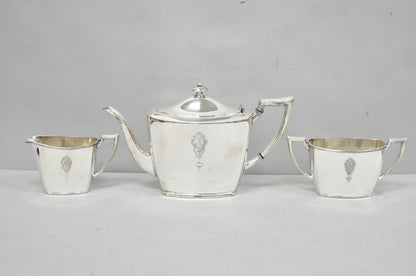 Antique Community Silver Plated Art Deco Birds of Paradise Tea Service Set 3 Pcs