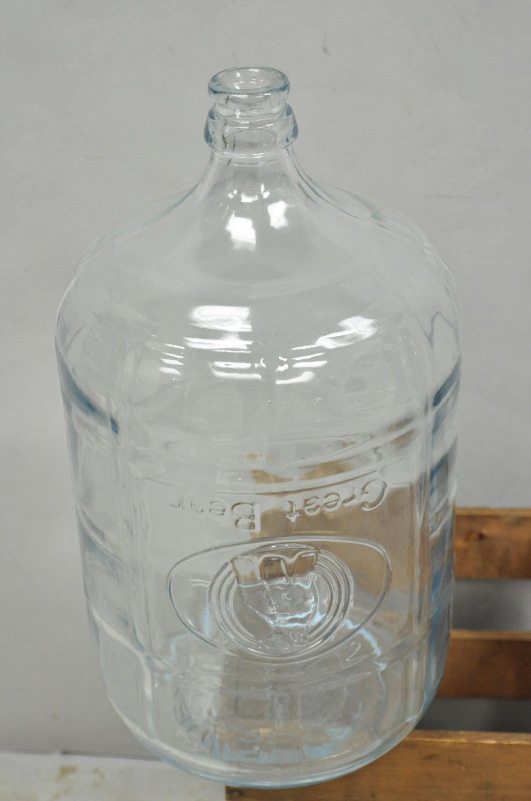 Vintage Great Bear Clear 5 Gallon Glass Carboy Jug in Wooden Crate - Pair