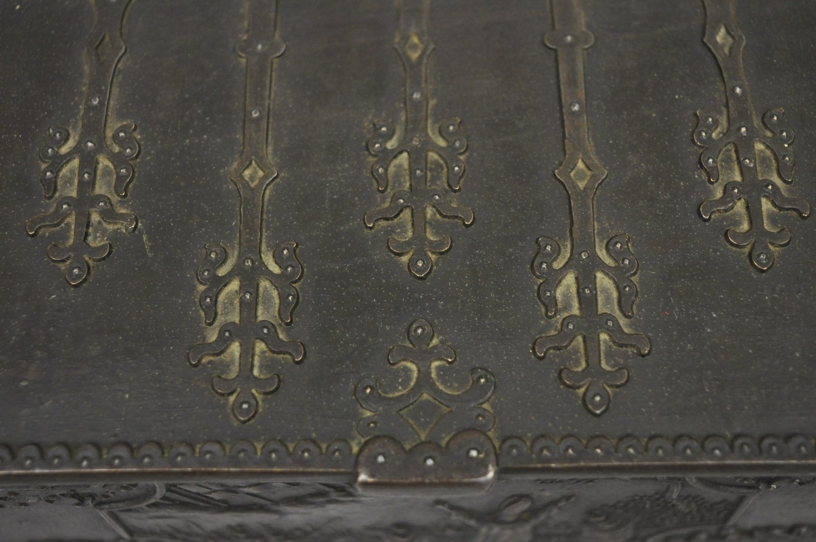 Antique "Iron Art" Denmark Bronze Trinket Jewelry Box Casket "Battle of Estonia"