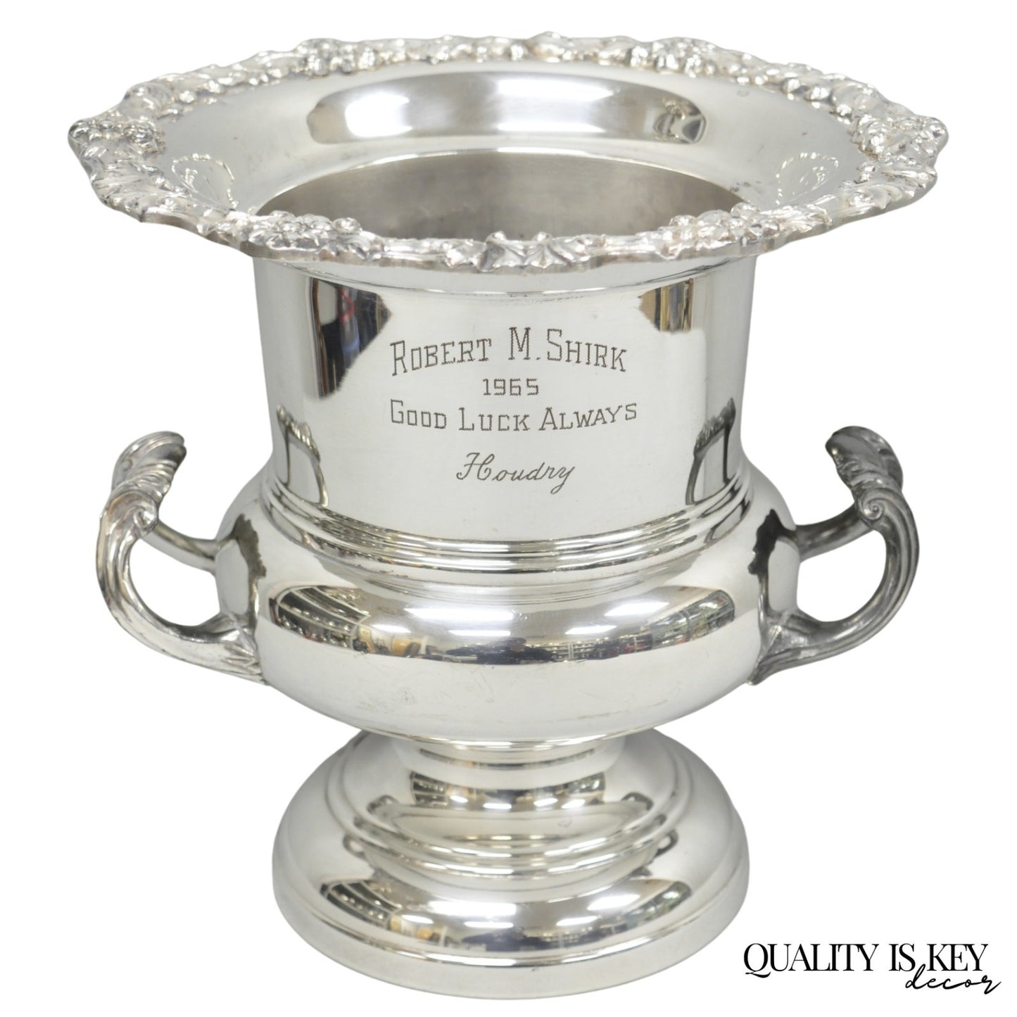 Vintage FB Rogers Silver Plated Trophy Cup Champagne Chiller Ice Bucket Engraved