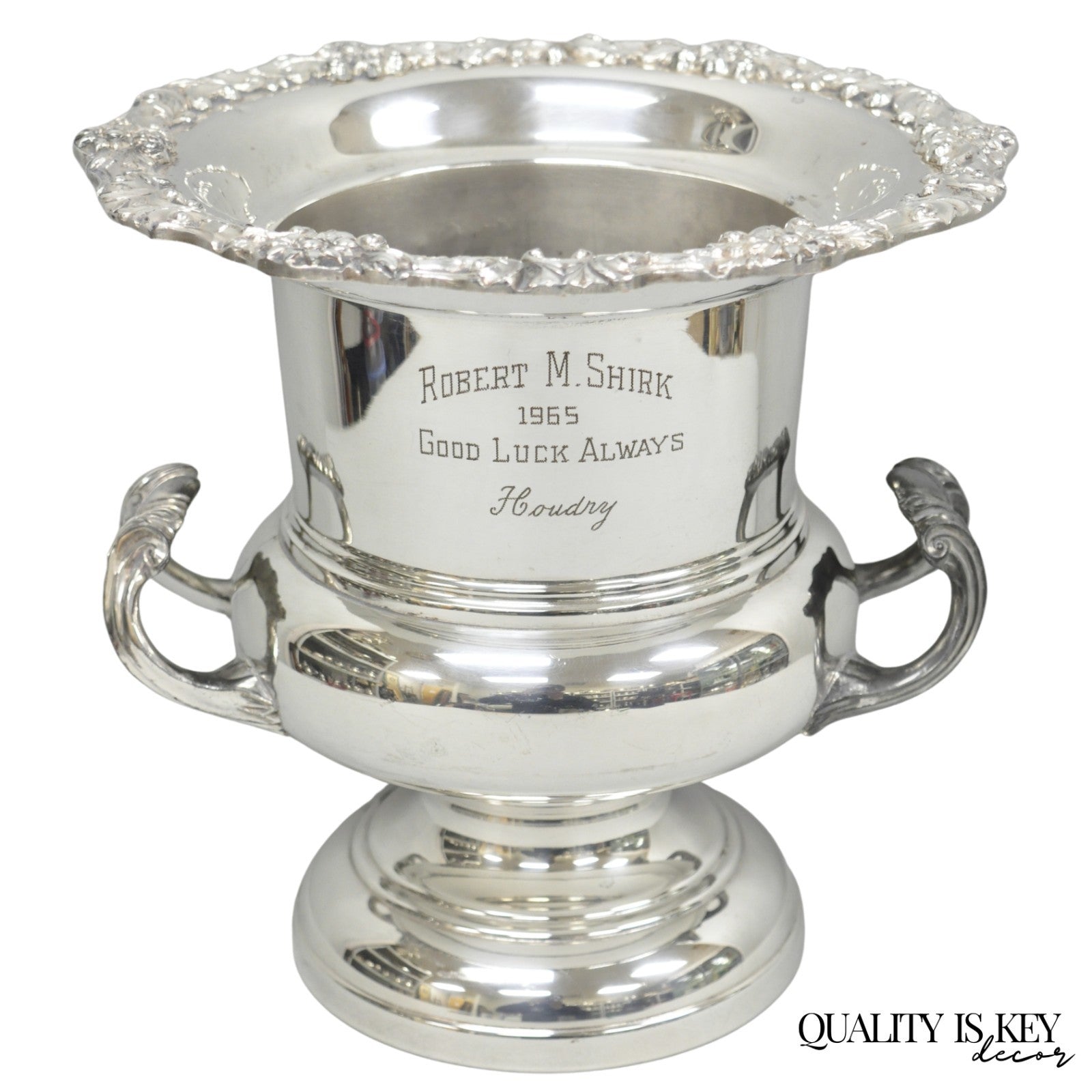 Vintage FB Rogers Silver Plated Trophy Cup Champagne Chiller Ice Bucket Engraved