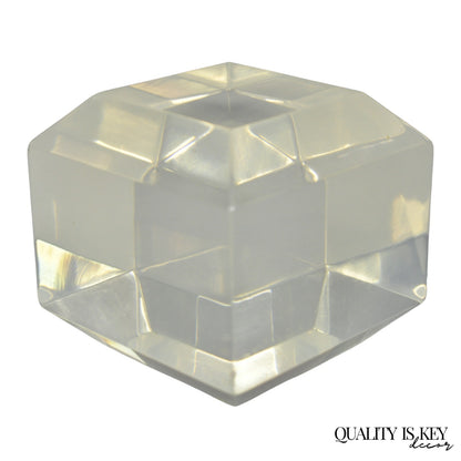 Vintage Mid Century Modern Thick Clear Lucite Sculptural Desk Paperweight