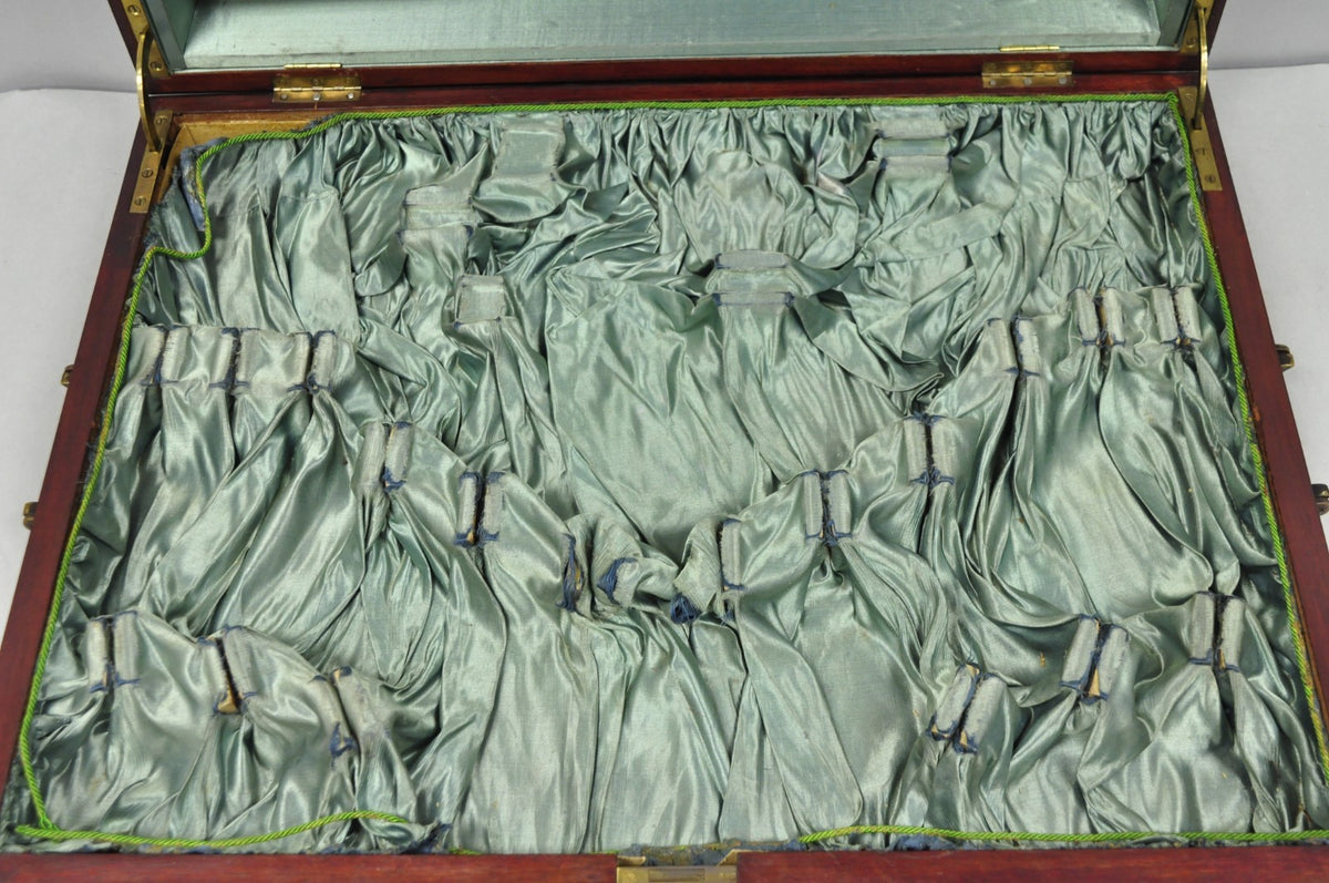 Antique S Kind & Sons Edwardian Mahogany Fitted Silverware Flatware Case Chest