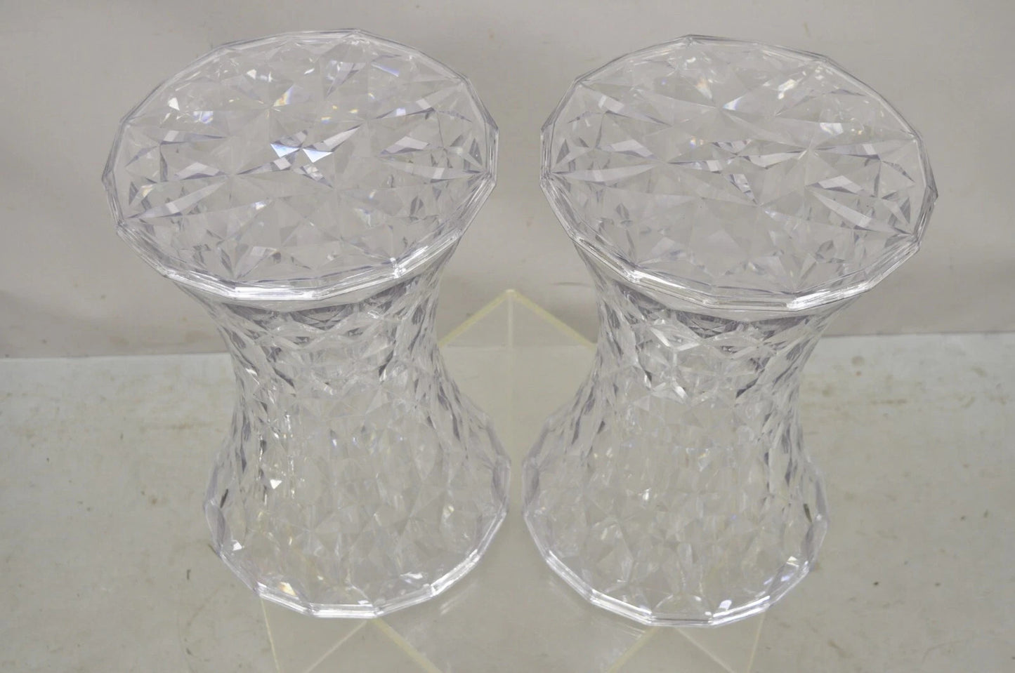 Marcel Wanders for Kartell Italy Clear PMMA Hourglass "Stone" Stool - a Pair