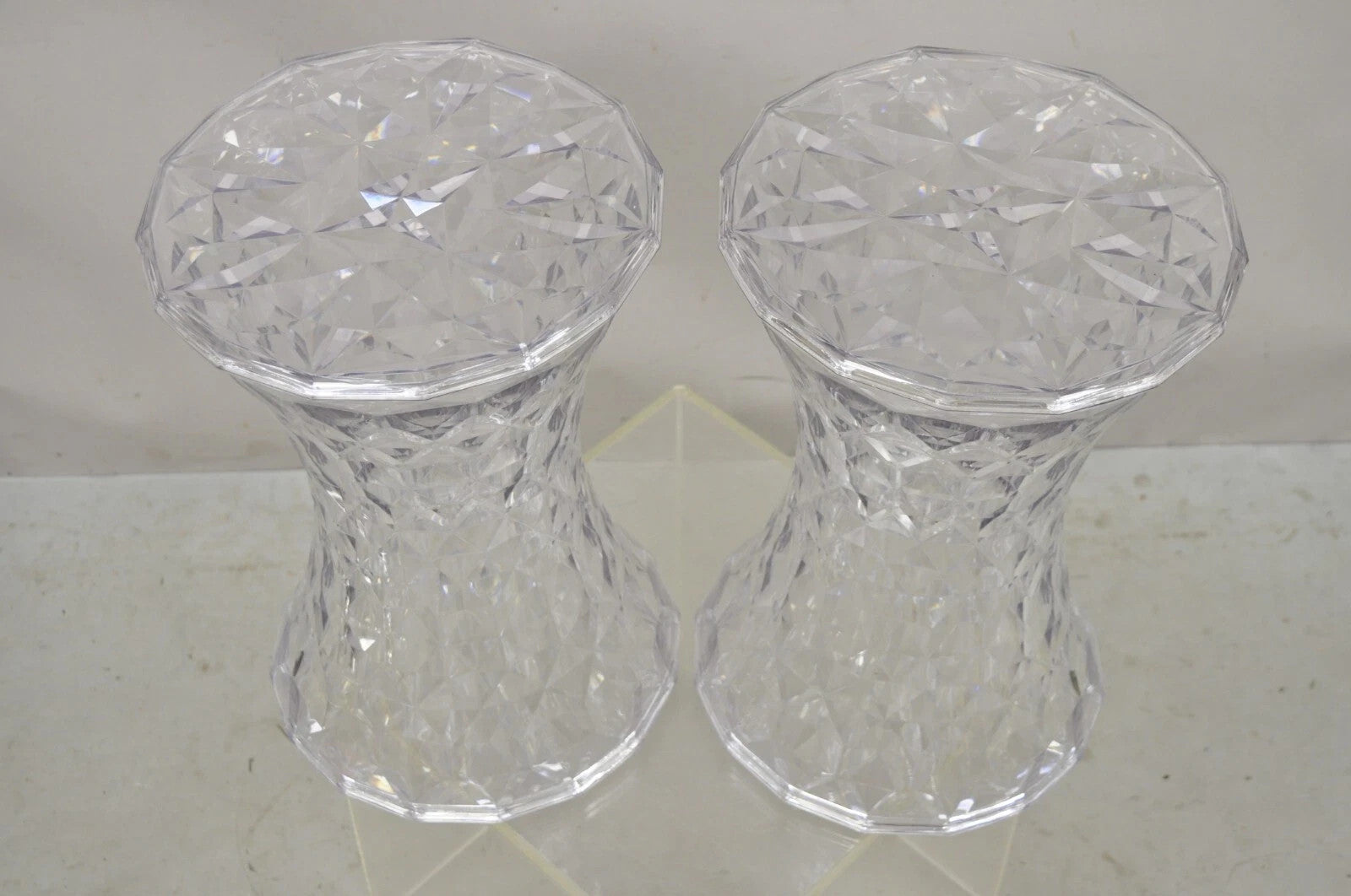 Marcel Wanders for Kartell Italy Clear PMMA Hourglass "Stone" Stool - a Pair