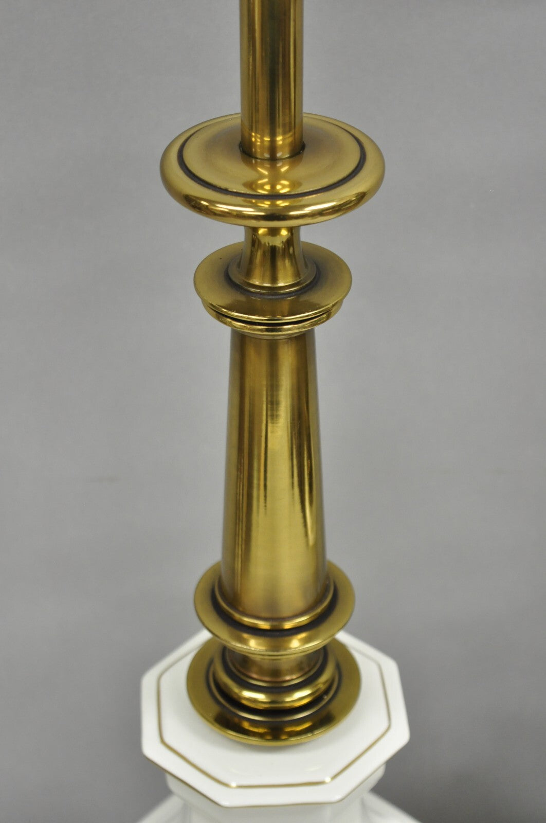 Vintage Stiffel Empire Style Burnished Brass & Porcelain Table Lamps (B) - Pair