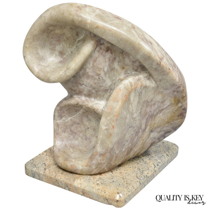 Vintage Seymour Shuren Modernist Pink Carved Marble Abstract Figure Sculpture