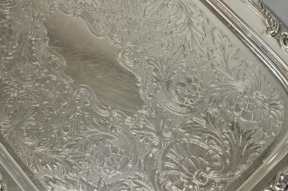 Vintage WM A Rogers Victorian Silver Plated Twin Handle Serving Platter Bar Tray