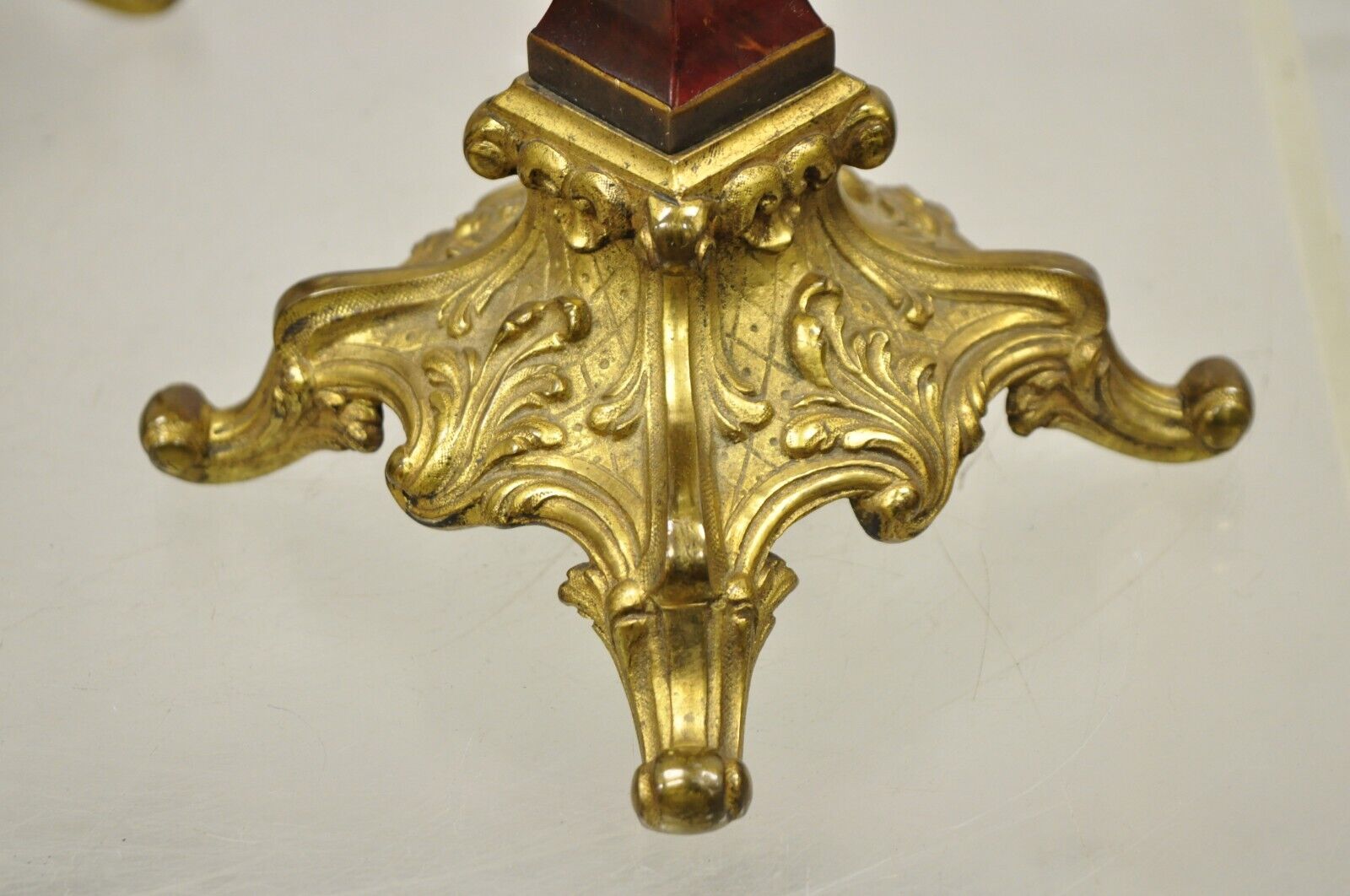 Antique French Louis XV Rococo Style Gold Gilt Bronze Candelabras - a Pair
