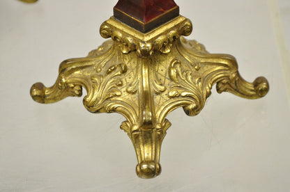 Antique French Louis XV Rococo Style Gold Gilt Bronze Candelabras - a Pair