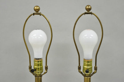 Vintage French Empire Neoclassical Brass Urn Form Table Lamps by Tyndale - Pair