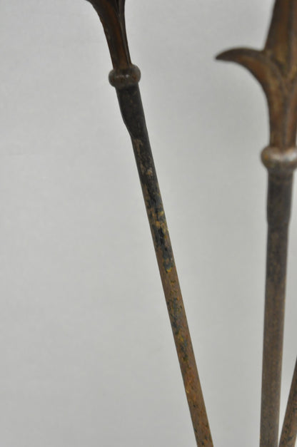 Antique Italian Neoclassical Wrought Iron Arrow Pedestal Tazza Plant Stand