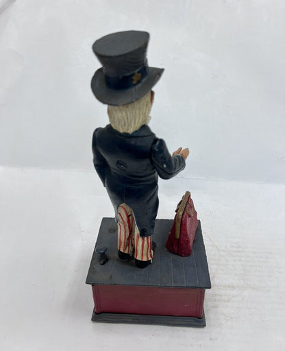 Vintage Cast Iron Still Bank Uncle Sam Novelty Bank Book of Knowledge