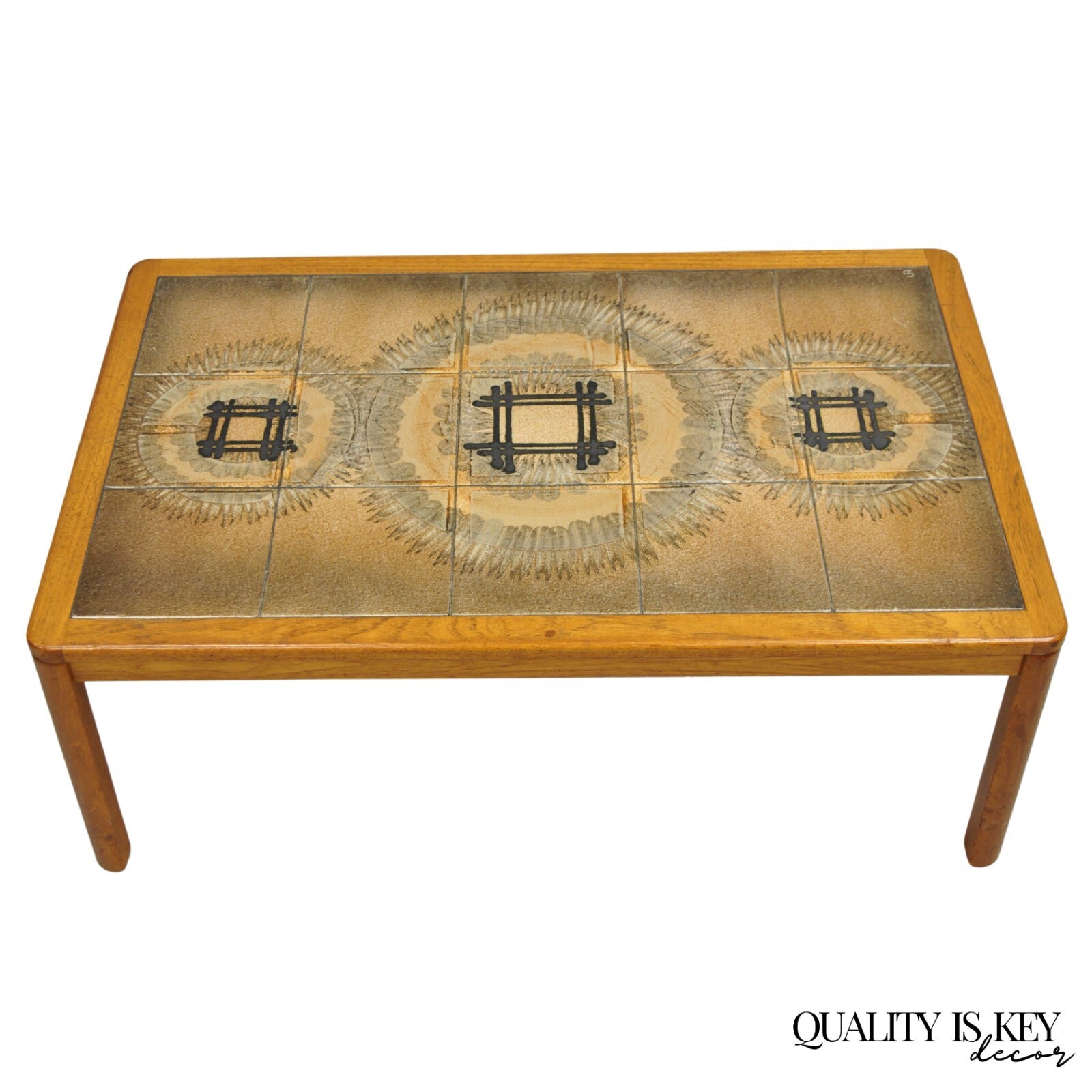 Johannes Andersen Mid Century Danish Modern Ceramic Tile Teak Wood Coffee Table