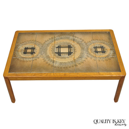 Johannes Andersen Mid Century Danish Modern Ceramic Tile Teak Wood Coffee Table