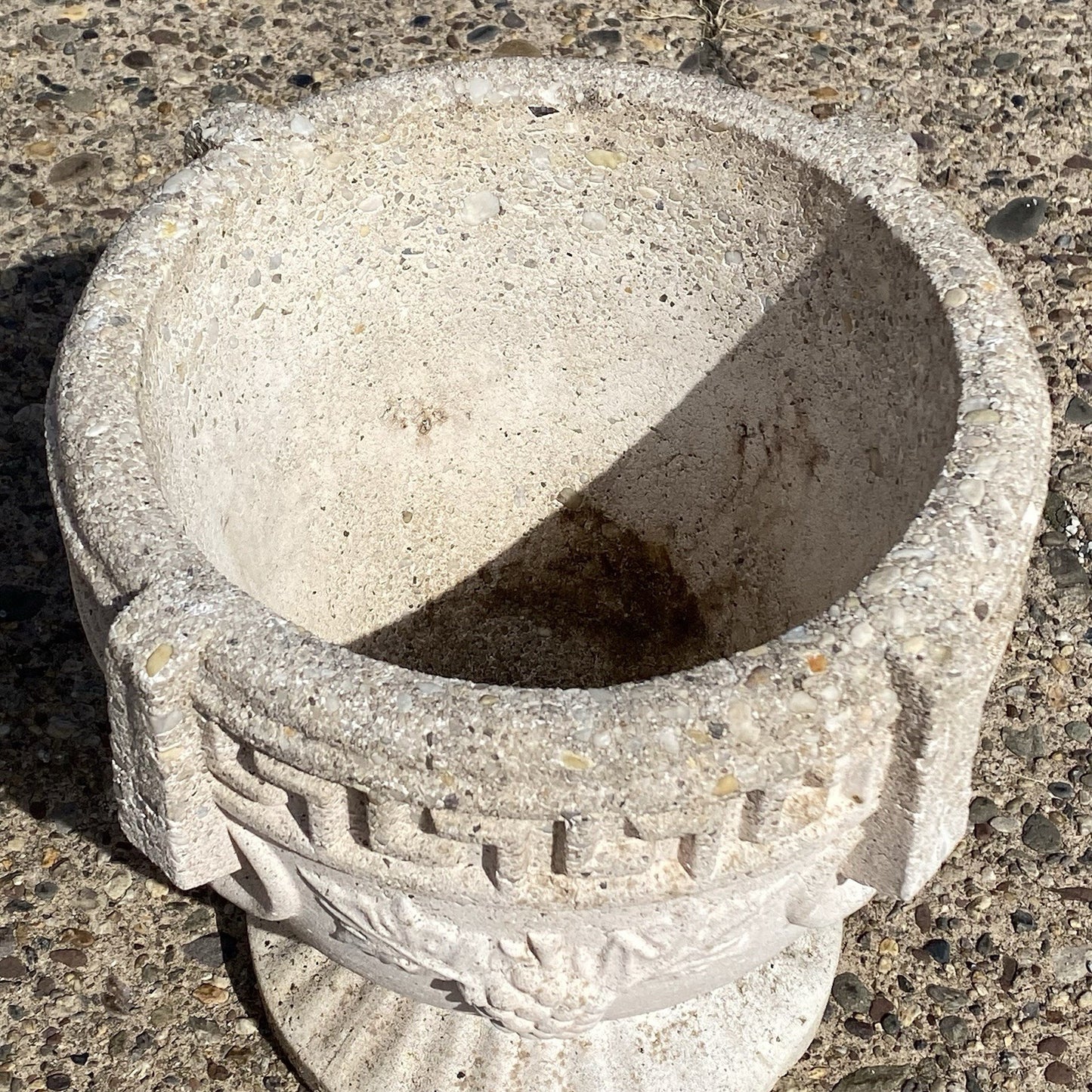 Vintage Greek Classical Style Concrete Greek Key Garden Flower Planter Pot, Pair