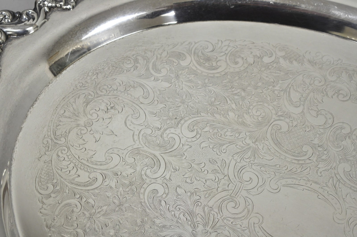 Vintage Poole 400 Lancaster Rose Silver Plated Bar Serving Platter Tray on Feet