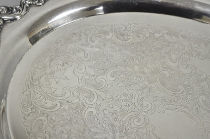 Vintage Poole 400 Lancaster Rose Silver Plated Bar Serving Platter Tray on Feet