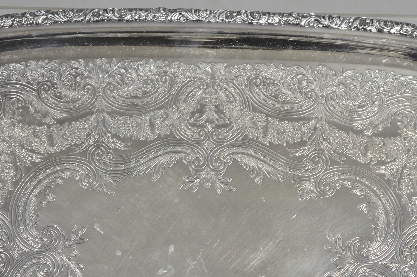 Vintage Victorian International Silver Co Silver Plated Bar Serving Platter Tray
